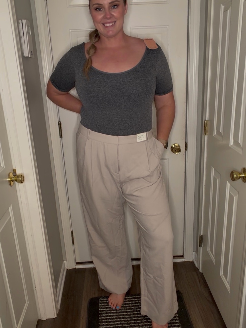 Abercrombie & Fitch Wide-Leg Cream Trousers